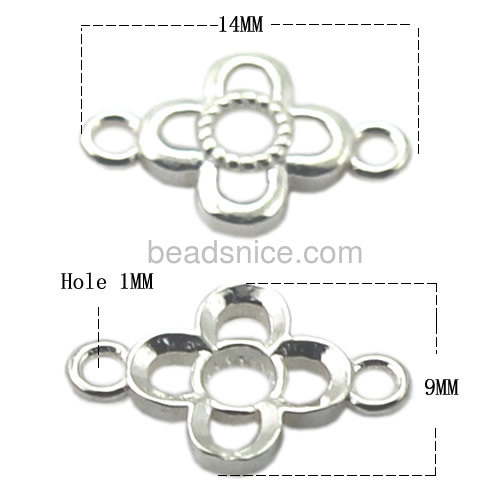 Flower connectors hollow flower pendants for diy bracelet necklace wholesale fashion jewelry components sterling silver