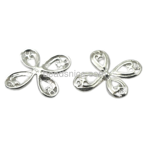 New four leaves clover connectors hollow heart connector DIY bracelets necklace wholesale fashion jewelry findings pure silver