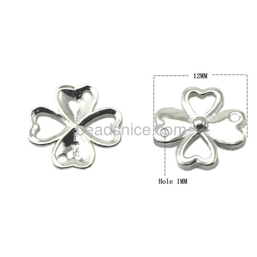 4 leaves clover connectors hollow clovers connector links for bracelets DIY wholesale fashion jewelry accessory sterling silver