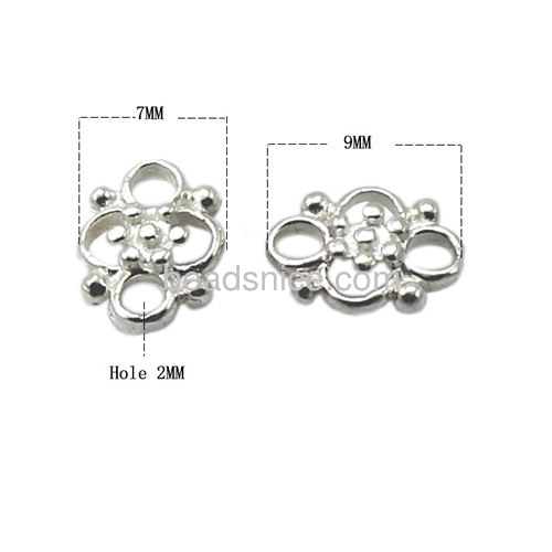 Metal connectors tiny hollow filigree flower connector links for bracelet DIY wholesale fashion jewelry components pure silver
