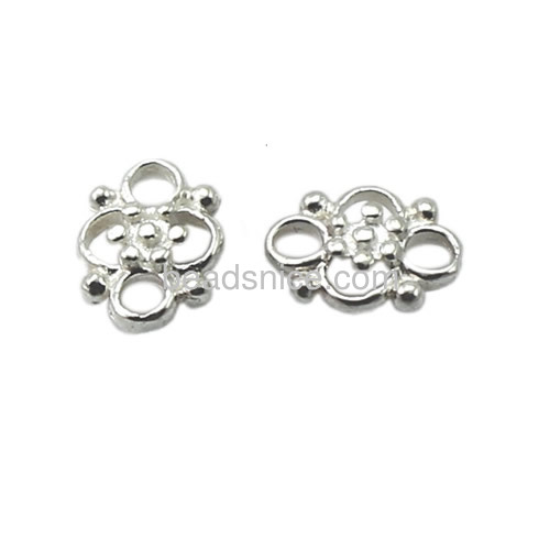 Metal connectors tiny hollow filigree flower connector links for bracelet DIY wholesale fashion jewelry components pure silver