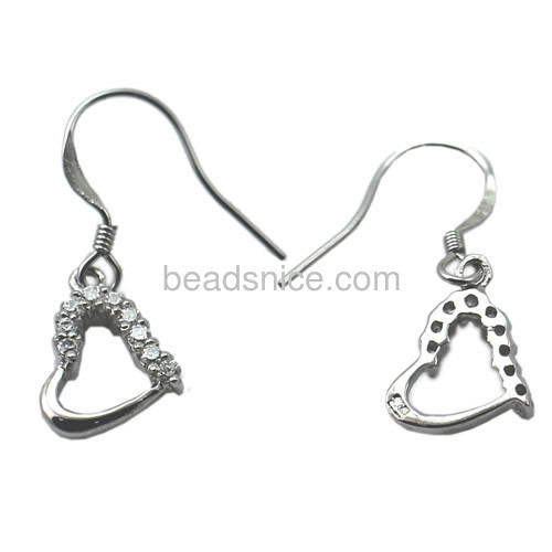 Fashion earring hook silver hollow heart earring new design earrings for women wholesale vogue jewelry findings sterling silver