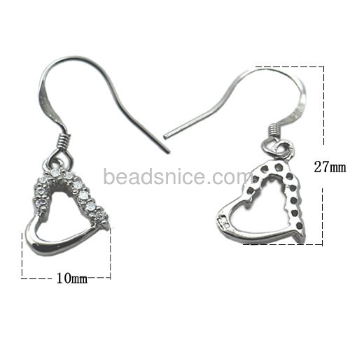 Fashion earring hook silver hollow heart earring new design earrings for women wholesale vogue jewelry findings sterling silver