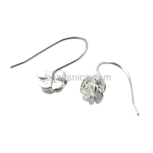 Silver earring hook flower earring design for women daily wear earrings wholesale fashion jewelry earrings findings pure silver