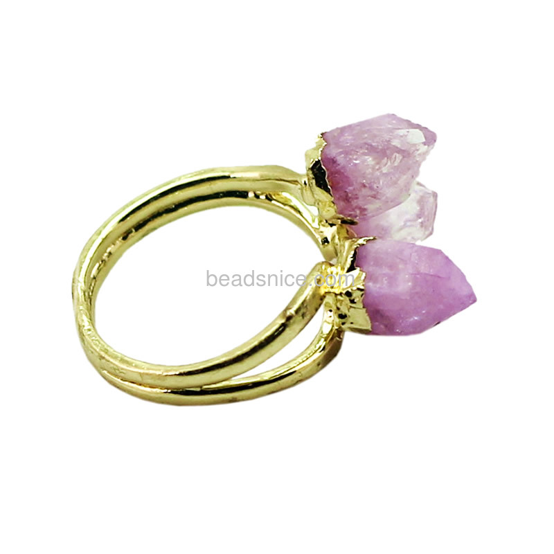 Wholesale druzy quartz natural stone drusy ring in real 14k Gold plated