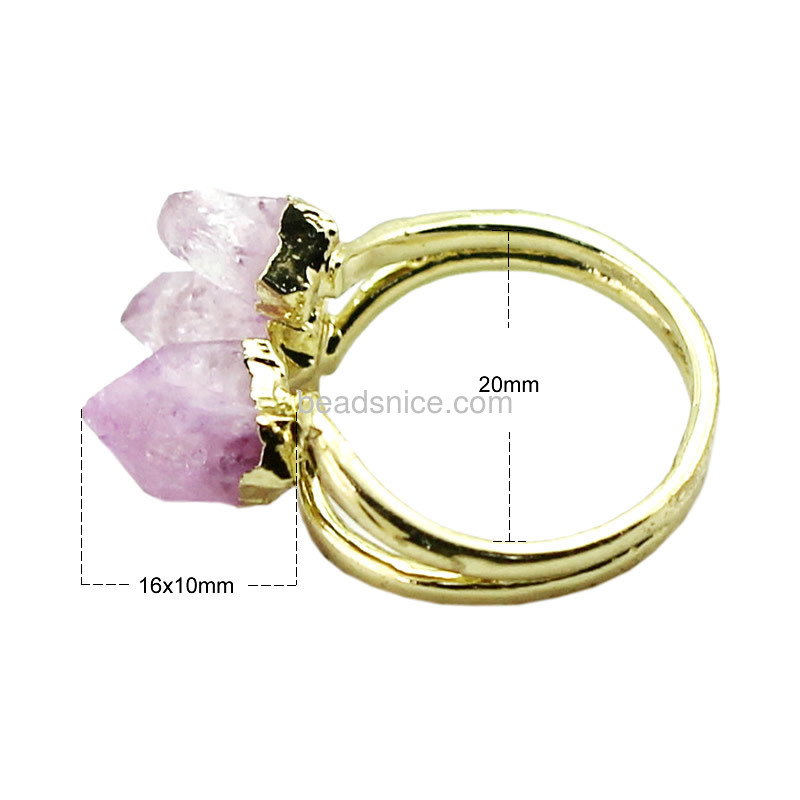 Wholesale druzy quartz natural stone drusy ring in real 14k Gold plated