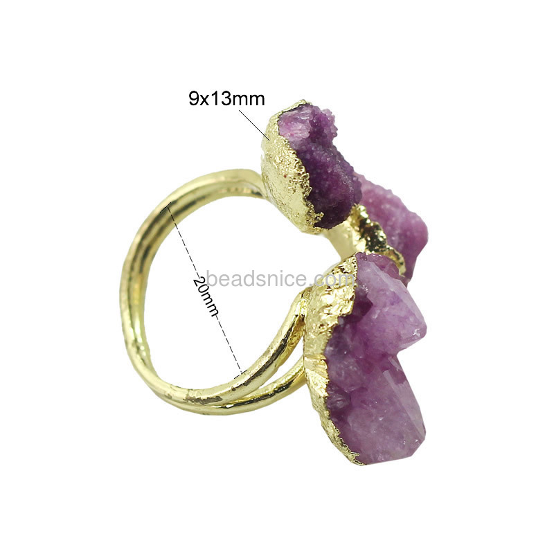 Real gold plated druzy ring with druzy stones wholesale
