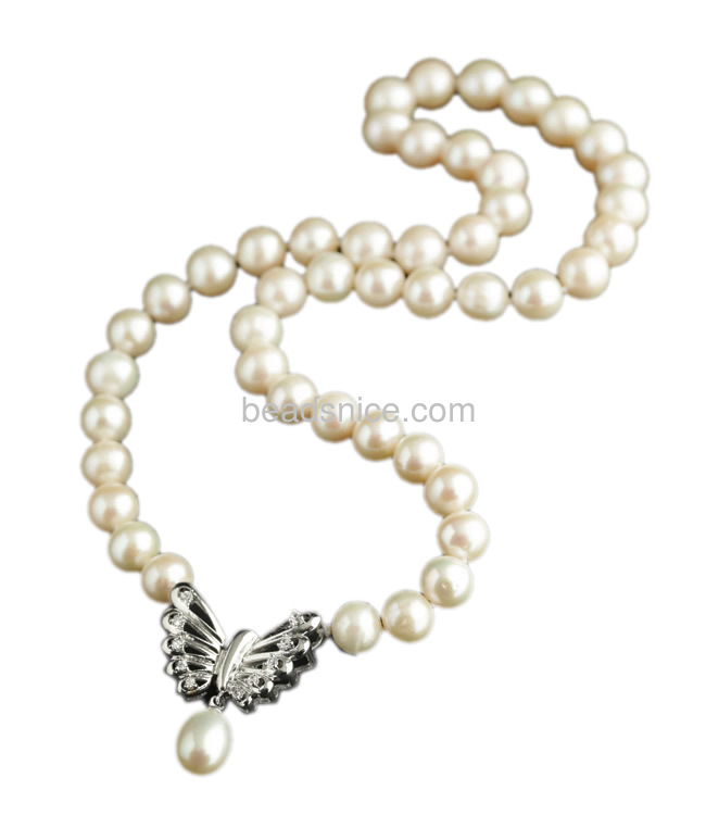big pearl necklace for women silver statement necklace with silver 925 butterfly pendant