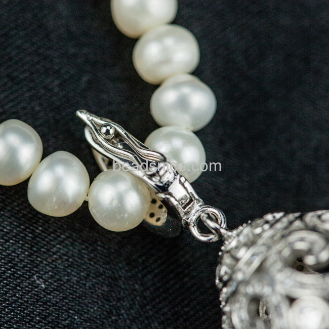 long natural pearl necklace wholesale Luxury jewelry design 925 silver micro pave pendant tassel necklace