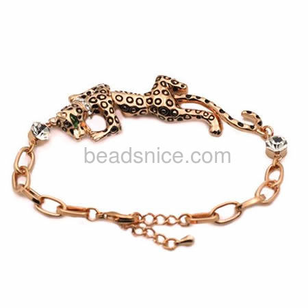 Beautifully green eyes leopard bracelet for man inlay artificial zircon wholesale fashion jewelry findings zinc alloy best gift 