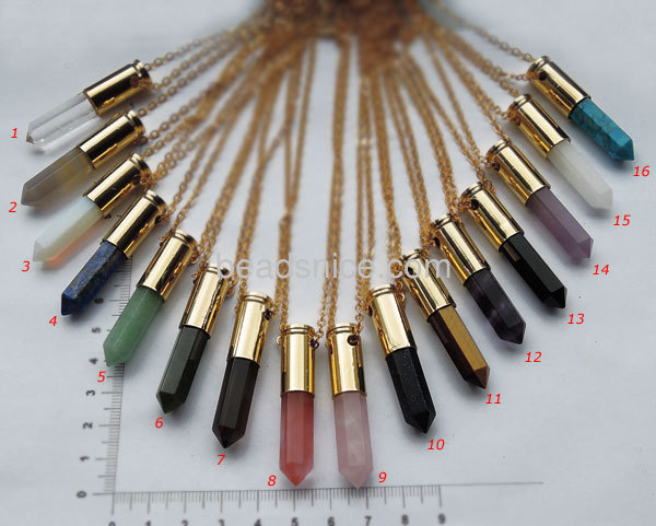 Gemstone pendant necklace charm bullet necklace point chains wholesale jewelry findings brass gift for friends more styles for y