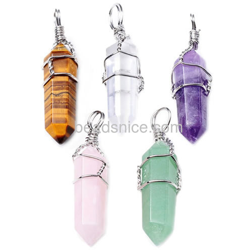 Fashion Mixed Stone  Lucky Point Pendants for Necklace Jewelry Making
