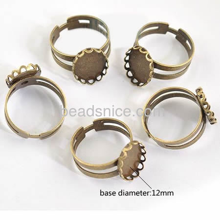 Brass Cabochon Setting , Finger ring base Brass jewelry Ring Finding Nickel-Free Lead-Safe,