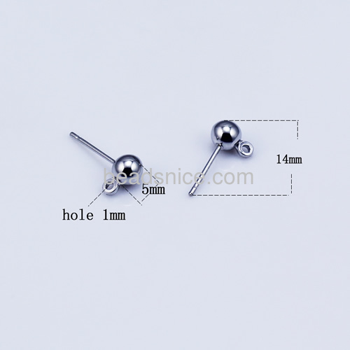 Stud earring,without earnut & with steel pin, more plated colors for choice, cadmium free