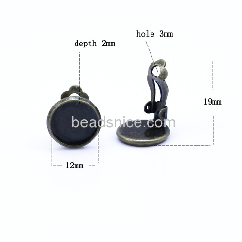 Brass Clip-On Earring Component,Base Diameter:12mm,Nickel-free,Lead-safe,