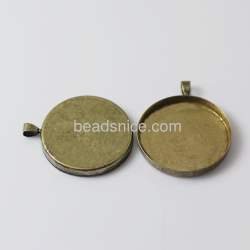 Jewelry pendant blank,pendant settings,brass,fits 35mm round,hole:approx 4x6mm,copper or gun metal plating etc, lead-safe,Racj P