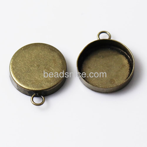 Jeweiry Brass Pendant,fits 15mm round,Hole:about 2mm,Nickel Free,Lead Free,Rack Plating,