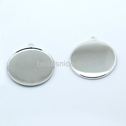 Brass Cabochon Pendant Setting,fits 30mm round,Hole:about 2.5mm,Lead-Safe,Nickel-Free,rack plating,thin