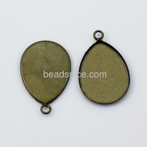 Brass Pendant Blanks,Pendant Base,fits 18x25mm teardrop,Hole:3mm,Nickel-Free,Lead-Saf,Hand rack plating,