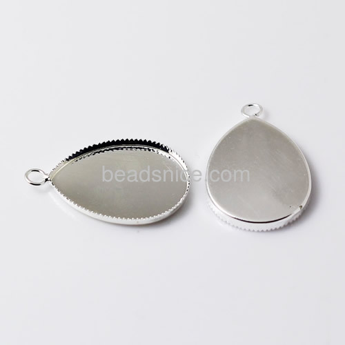 Brass Pendant Blanks,Pendant Base,fits 18x25mm teardrop,Hole:3mm,Nickel-Free,Lead-Saf,Hand rack plating,