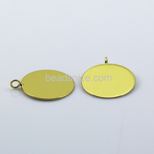 Brass jewelry stamping flat pendant for personalized engrave with rack plating