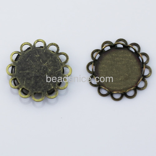 Bezel cup brass round lead-safe nickel-free flower