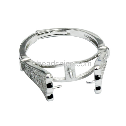 925 sterling silver jewelry wholesale wedding ring setting ring semi mount for women adjustable US ring size 7 to 9