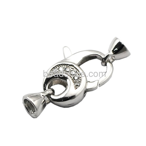 Lobster clasp micro pave CZ 925 sterling silver for bracelets and necklaces making