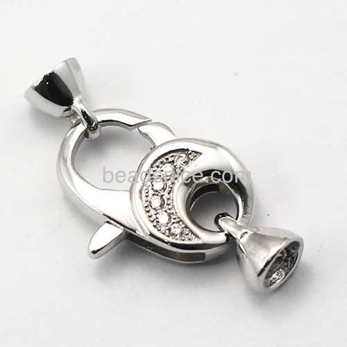 Lobster clasp micro pave CZ 925 sterling silver for bracelets and necklaces making