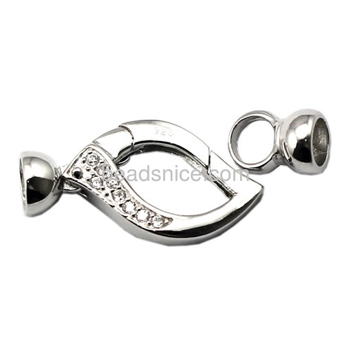 Wholesale clasp 925 silver bracelet necklace clasps micro pave for jewelry making