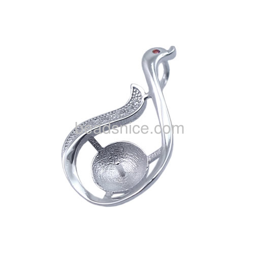 925 sterling silver pendant setting diy finding for jewelry pendant base swan shape