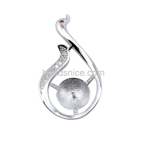 925 sterling silver pendant setting diy finding for jewelry pendant base swan shape