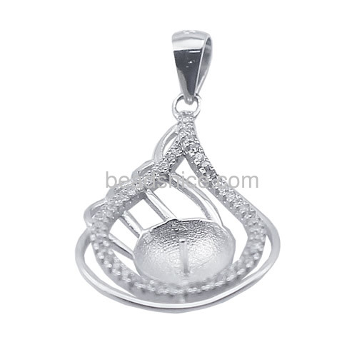 925 sterling silver jewelry pendant base for half-drilled pearl  pendant blank