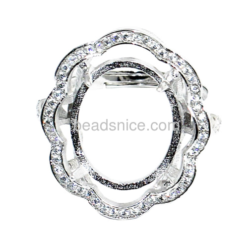 925 silver ring setting micro pave adjustable silver ring setting for woman US ring size 7 to size 9