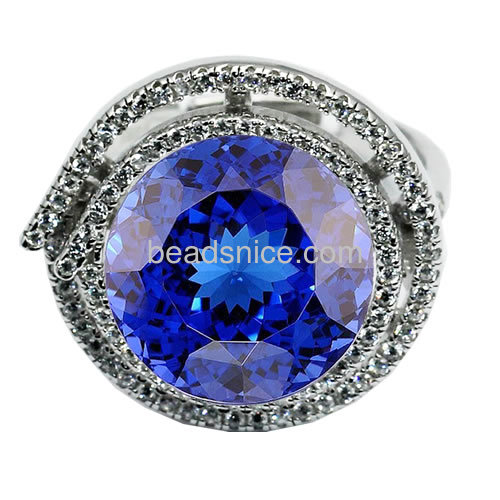 Ring setting 925 silver ring mountings without stones micro pave cz for woman adjustable US ring size 7 to 9