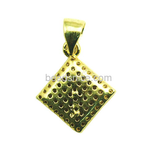 Necklace pendant rhombus sterling silver micro pave with crystal for necklace making as gifts
