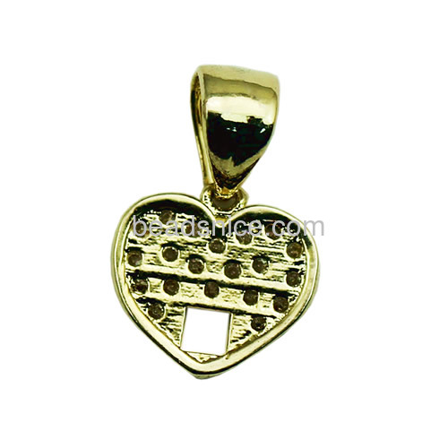 Heart-shaped pendant sterling silver micro pave with crystal new design for necklace making