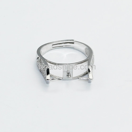 925 silver china cz rings base jewelry wholesale adjustable rings setting US ring size 7 to 9 for woman