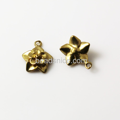 Pendants for necklaces,brass,flower, lead-safe,nickel-free,