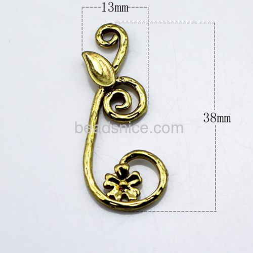 Flower Pendant,brass,flower, lead-safe,nickel-free,