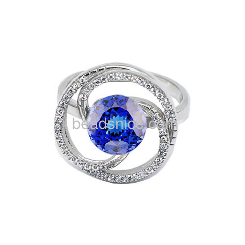 925 sterling silver ring setting mountings micro pave zircon stones for women adjustable US ring size 7 to 9