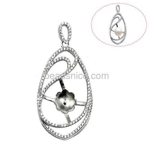 New pendant setting 925 sterling silver for jewelry making 44x21mm pin size 4x0.5mm