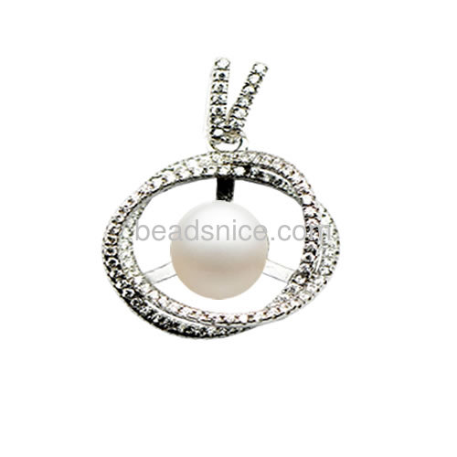 Fine necklace pendan setting 925 sterling silver for woman jewelry making micro pave round 27.5x18mm