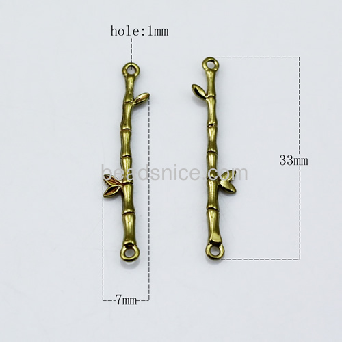 Brass Connector/Link,Hole:about 1mm,33x7mm,Lead-Safe ,Nickel-Free,