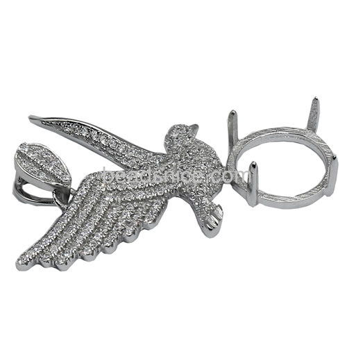 925 sterling silver micro pave cz pendant setting with eagle shaped 37X22mm pin size 4.5X1mm