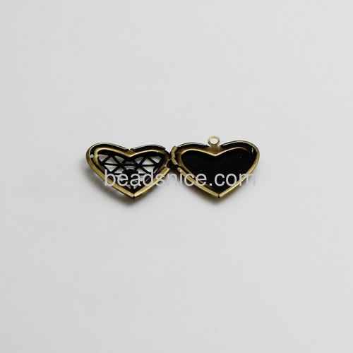 Brass Pendant, Album box, Heart, 18.7x14.1mm,Nickel free, Hole:Approx 2MM,