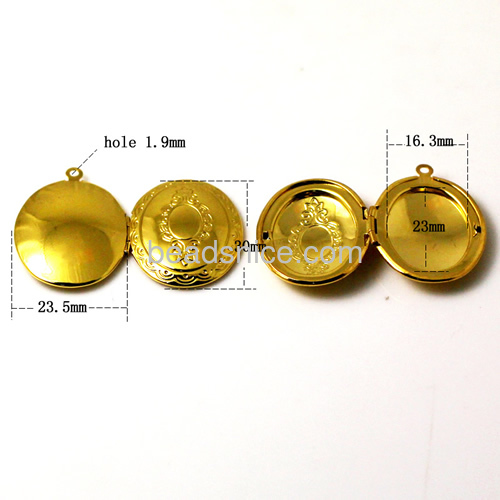Brass Pendant, Album box,Oval,gold plated 30x23.5mm,inside diameter 23x16.3mm,Nickel free, Lead Free,Hole:Approx 1.9MM,