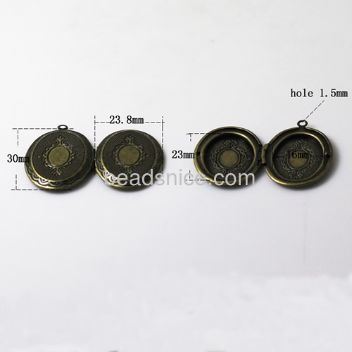 Brass Pendant, Album box,Oval,silver plated, 30x23.8mm,inside diameter 23x16mm,Nickel free, Lead Free,Hole:Approx 1.9MM,