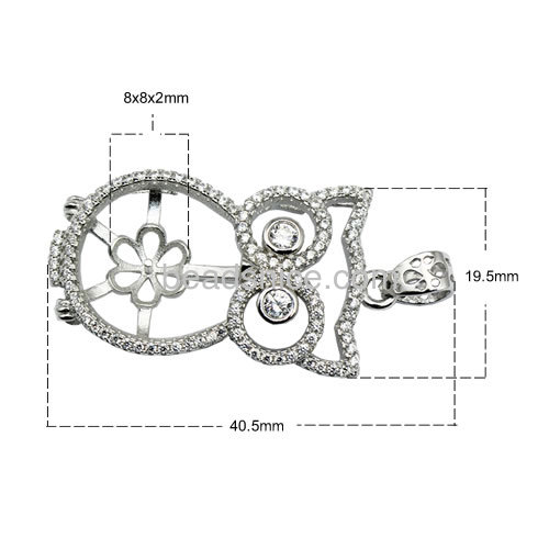 Hot sale charming micro pave pendant setting for woman jewelry making 40.5x19.5mm
