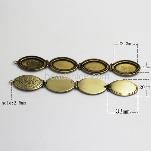 Album box Pendant charn Jewelry Pendants Brass Nickel free  Hole:Approx 2.5MM flat-oval